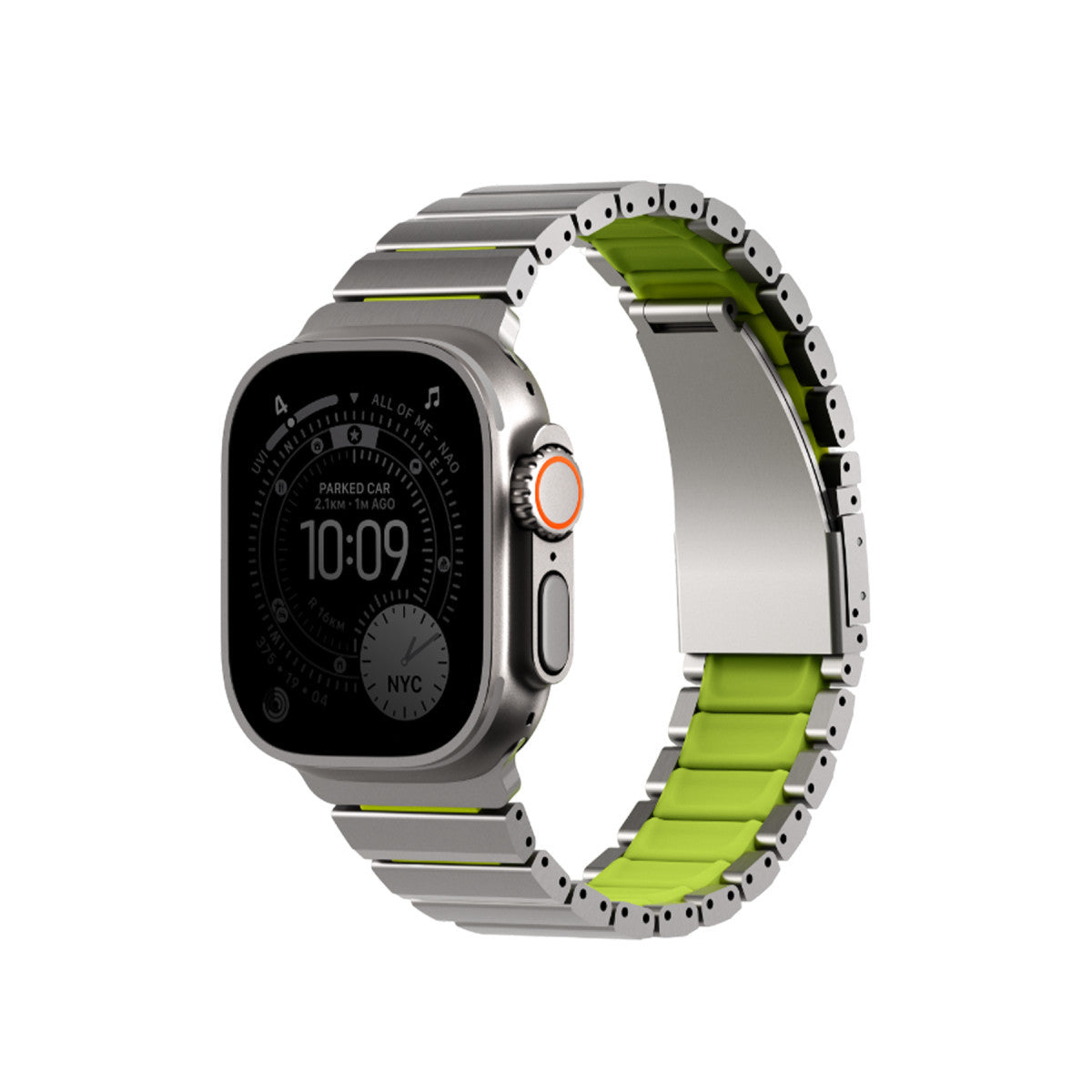 Uniq Apple Watch Ultra 49mm Strova Flex Steel Kordon - Siyah-Turuncu
